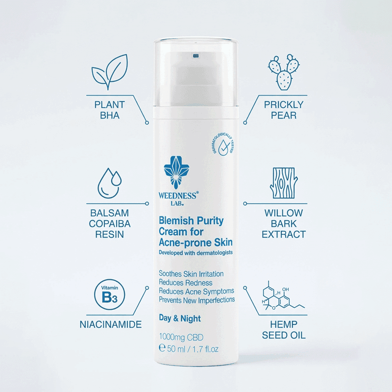 Cremă CBD purificatoare pentru tenul cu tendință acneică