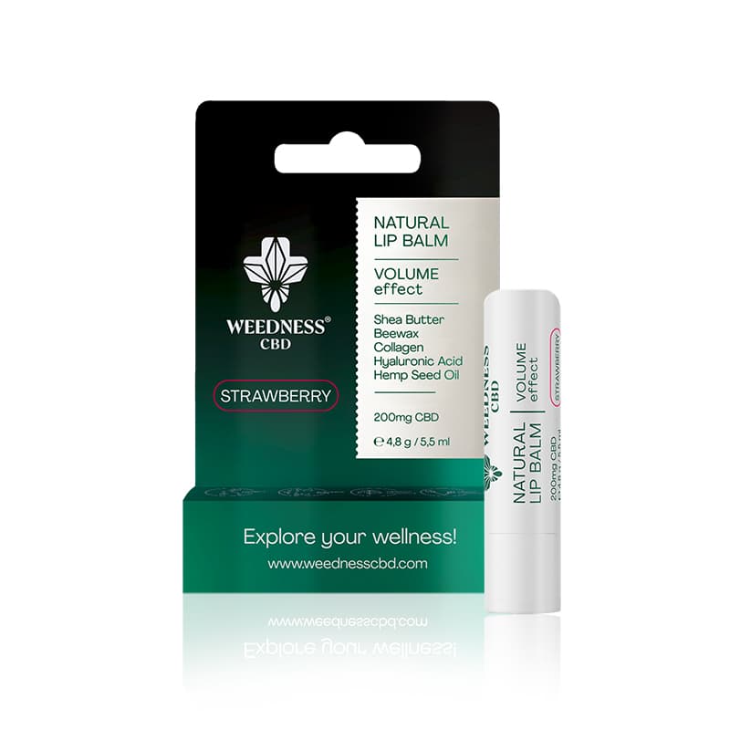 Balsam de Buze Natural cu Efect de Volum, 4% CBD (Căpșuni)