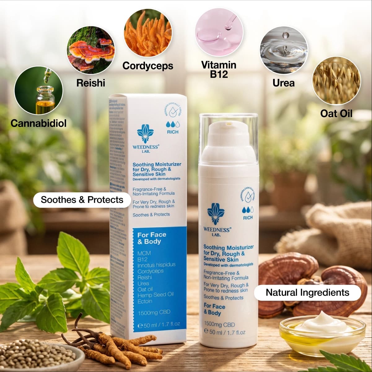 Cremă reparatoare cu CBD pentru piele uscată, descuamată și cu tendință psoriazică.