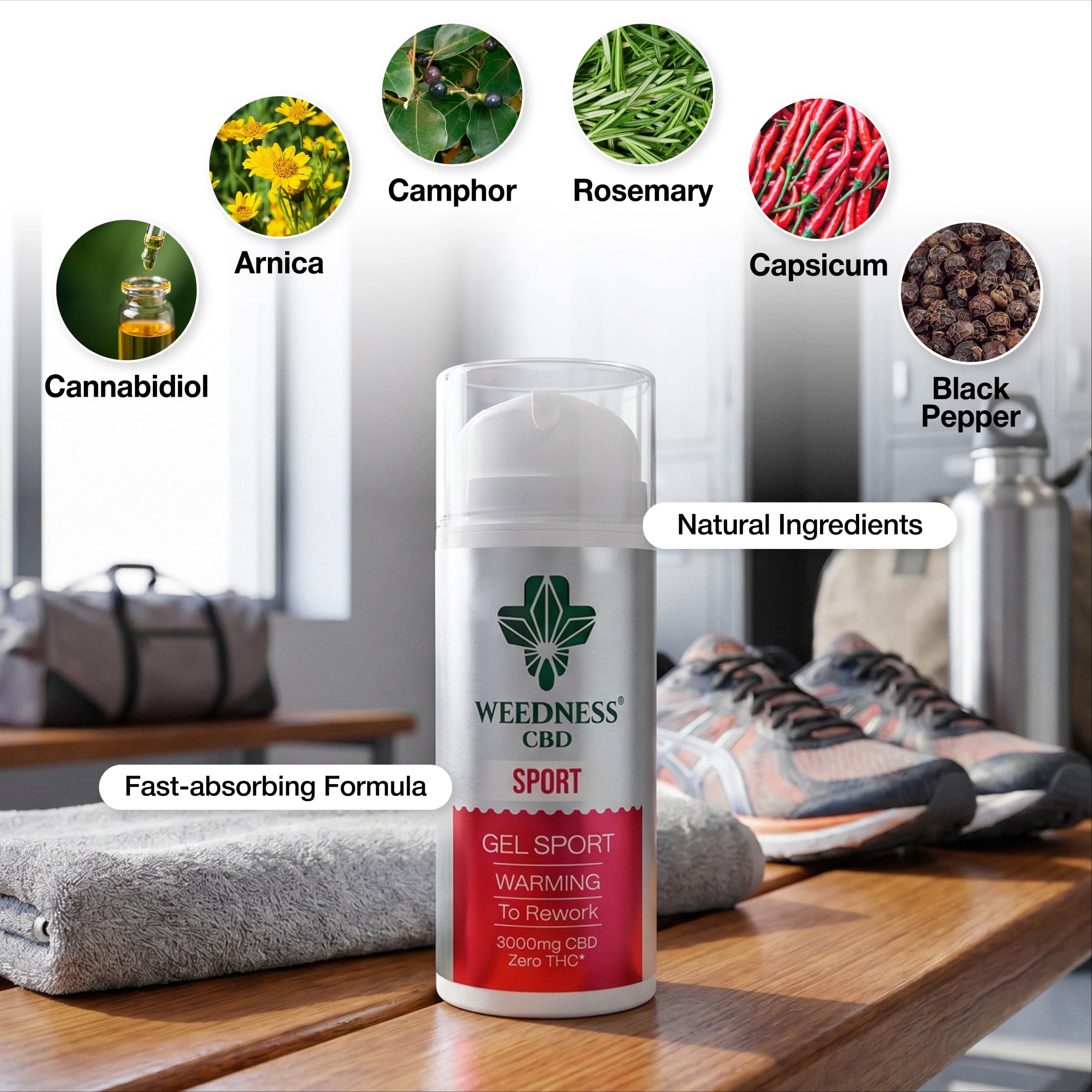 Gel Sport pentru Mușchi și Articulații (Efect Încălzitor) 3000mg CBD | 0 THC